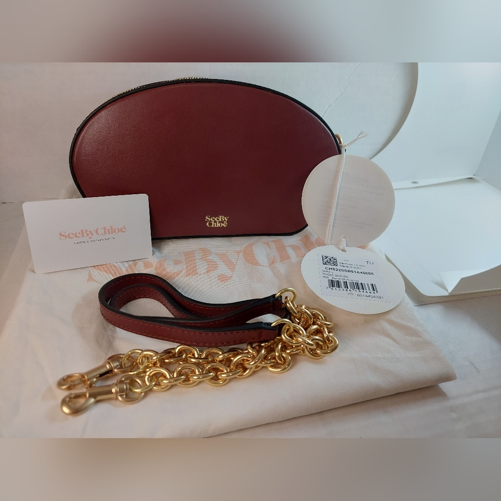 See by Chloe Shell Shoulder Burnt Mahogany Leather Bag